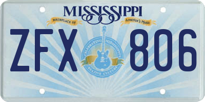 MS license plate ZFX806