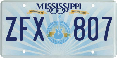 MS license plate ZFX807