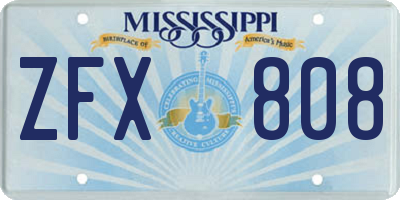 MS license plate ZFX808