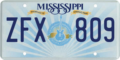MS license plate ZFX809