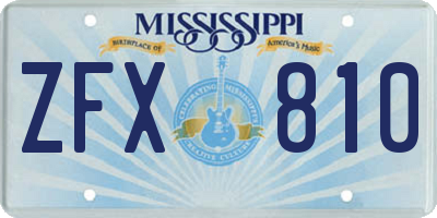 MS license plate ZFX810