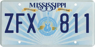 MS license plate ZFX811