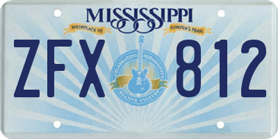 MS license plate ZFX812