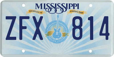 MS license plate ZFX814