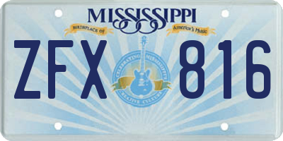 MS license plate ZFX816