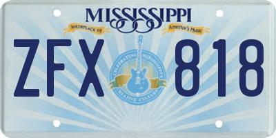 MS license plate ZFX818