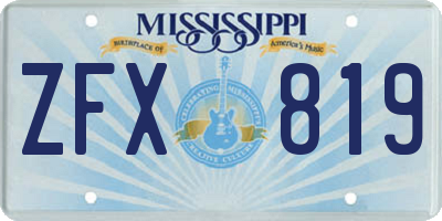 MS license plate ZFX819