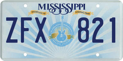 MS license plate ZFX821