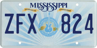 MS license plate ZFX824