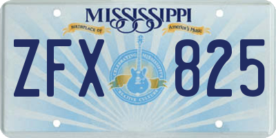 MS license plate ZFX825