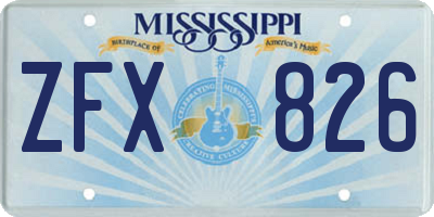 MS license plate ZFX826