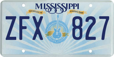 MS license plate ZFX827