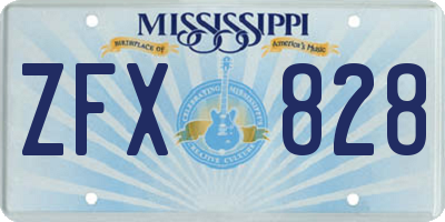 MS license plate ZFX828