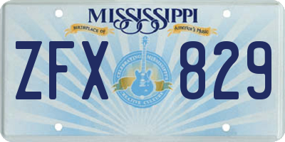 MS license plate ZFX829