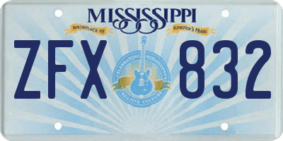 MS license plate ZFX832