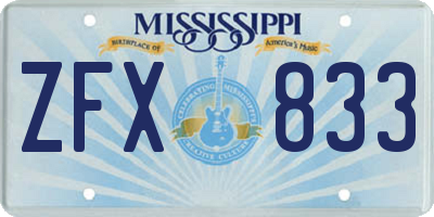 MS license plate ZFX833