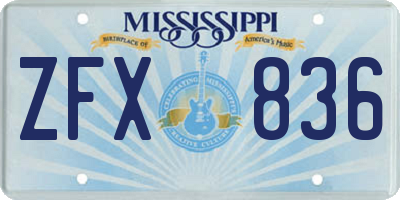 MS license plate ZFX836
