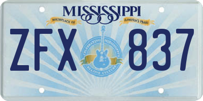 MS license plate ZFX837
