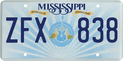 MS license plate ZFX838