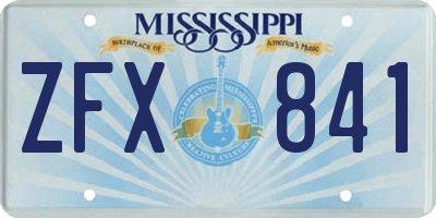 MS license plate ZFX841