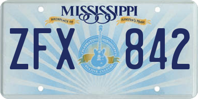 MS license plate ZFX842