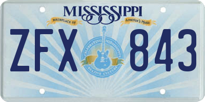 MS license plate ZFX843