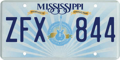 MS license plate ZFX844