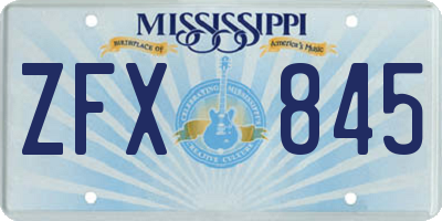 MS license plate ZFX845