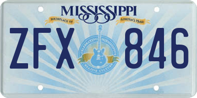 MS license plate ZFX846