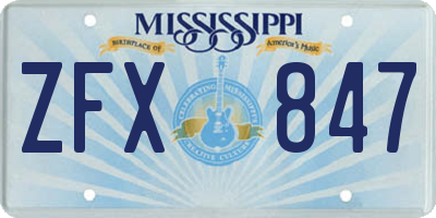 MS license plate ZFX847
