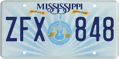 MS license plate ZFX848