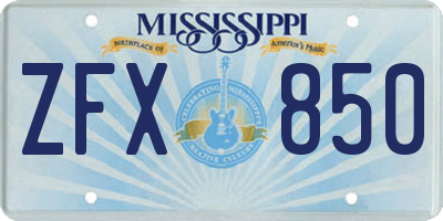 MS license plate ZFX850