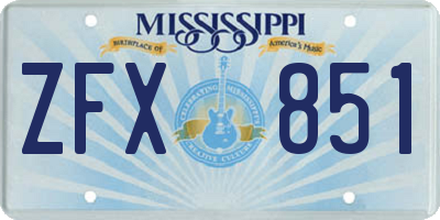 MS license plate ZFX851