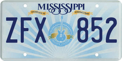 MS license plate ZFX852