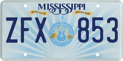 MS license plate ZFX853