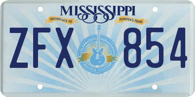 MS license plate ZFX854