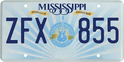 MS license plate ZFX855
