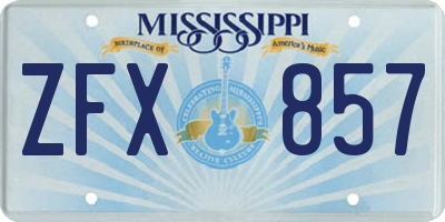 MS license plate ZFX857