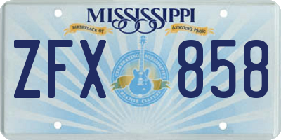 MS license plate ZFX858