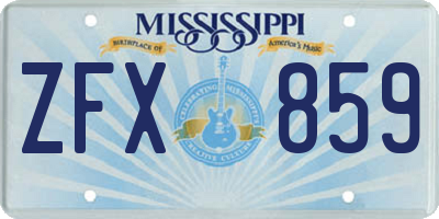 MS license plate ZFX859