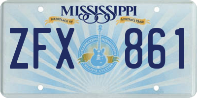MS license plate ZFX861
