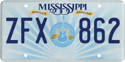 MS license plate ZFX862