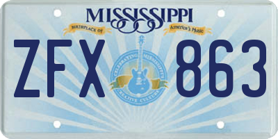 MS license plate ZFX863