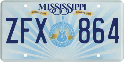 MS license plate ZFX864