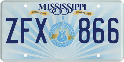 MS license plate ZFX866