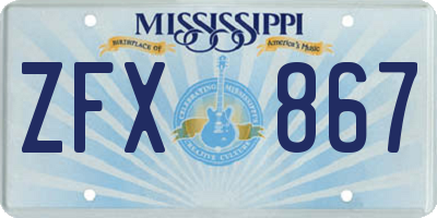 MS license plate ZFX867