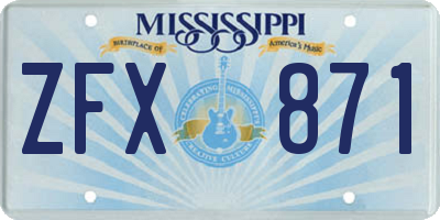 MS license plate ZFX871
