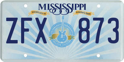 MS license plate ZFX873