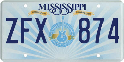 MS license plate ZFX874