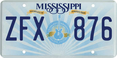 MS license plate ZFX876